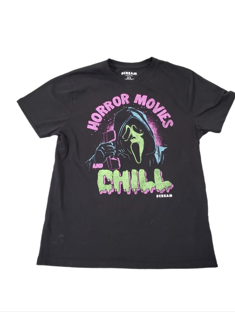Scream Ghostfaceโ Adult Black Horror Movies And Chill T-shirt Medium